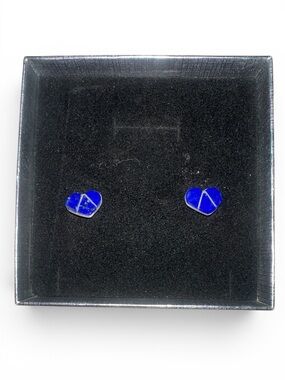 Blue Zuni Inlay Heart Post Earrings .25”